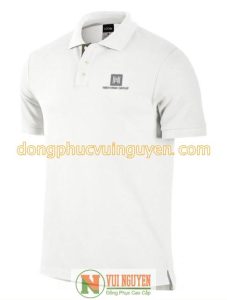Mẫu áo thun đồng phục công ty có cổ đẹp màu trắng mang đến sự thoải má